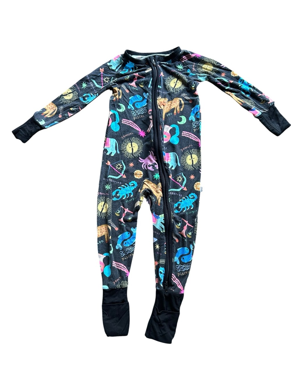 Little Sleepies 6-12 month Black Zodiac Print Zippy Pajamas One Piece Astrology